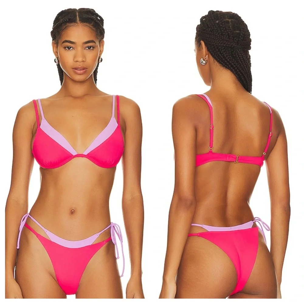 L*space Zendaya Fused Bikini Top Swimsuit in Hot Cherry and Jewel